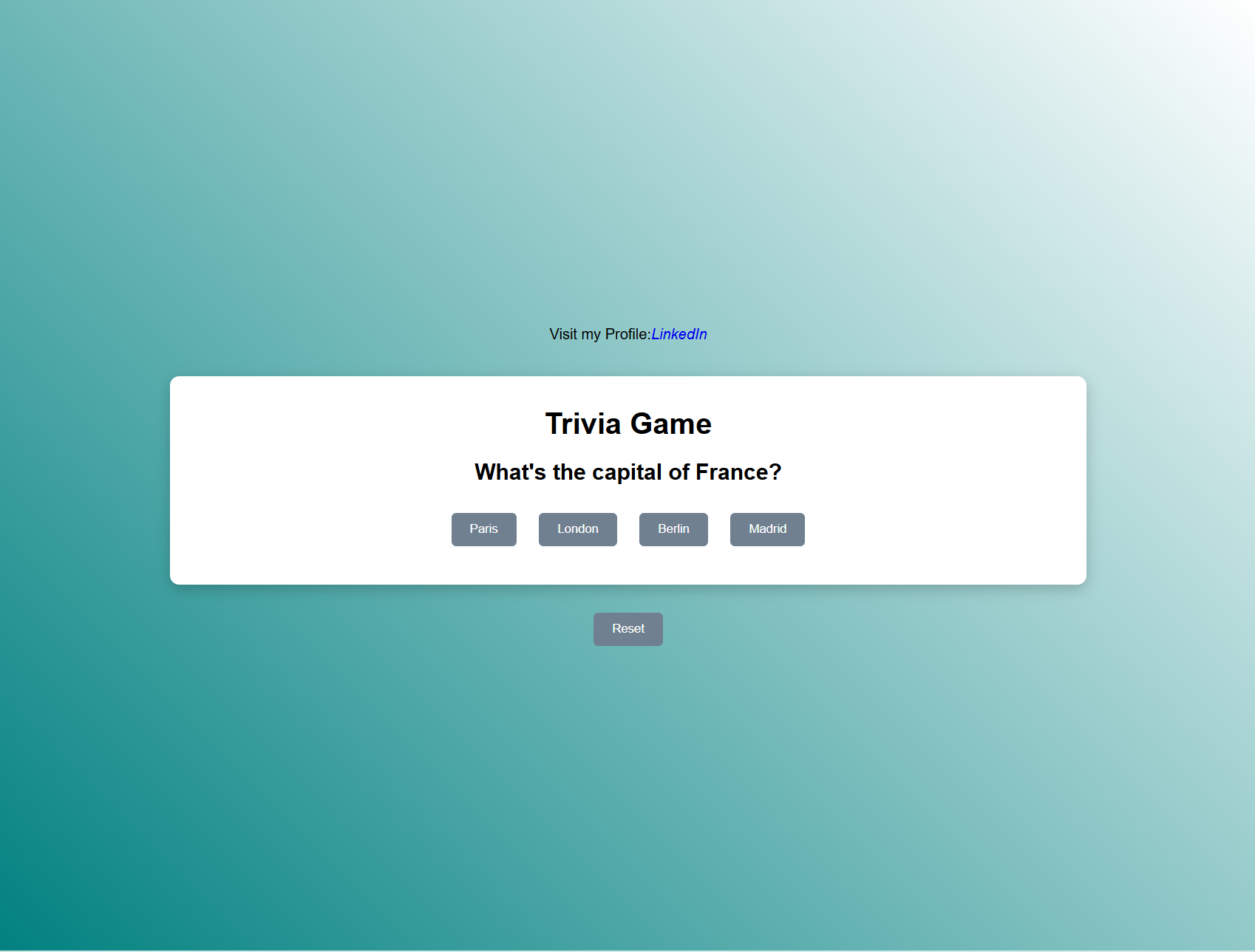 Trivia Game Screenshot